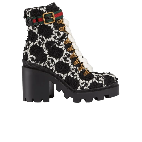 Gucci GG Ankle Boot 'Black White Tweed' (Women's)