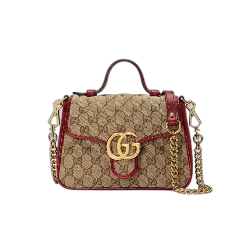 Gucci GG Marmont Mini Top Handle Bag 'Beige/New Cherry Red'