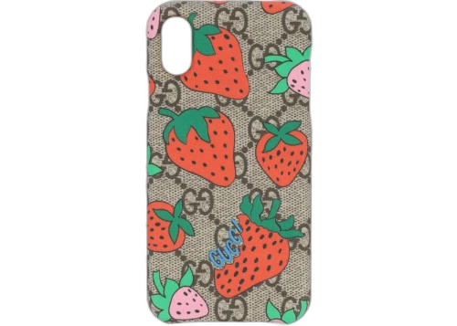 Gucci Women's GG Supreme Strawberry iPhone X/XS Case Ebony/Multi