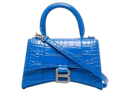 Balenciaga Hourglass XS Embossed Tote Bag Royal Blue