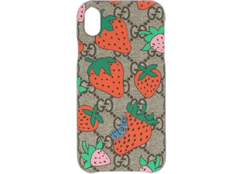 Gucci Women's GG Supreme Strawberry iPhone XR Case Beige/Ebony/Multi