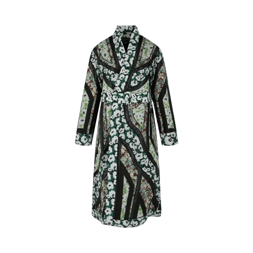 Stella McCartney Striped Print Belted Coat 'Black'