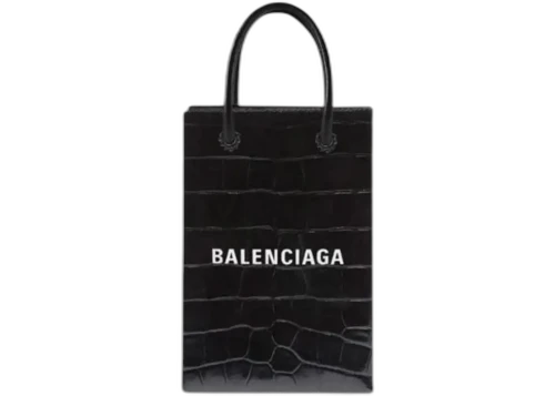 Balenciaga Shopping Phone Holder Bag Black