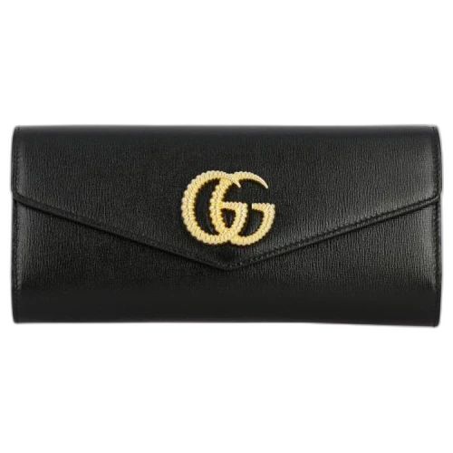 Gucci Leather Broadway Clutch With Double G 'Black'