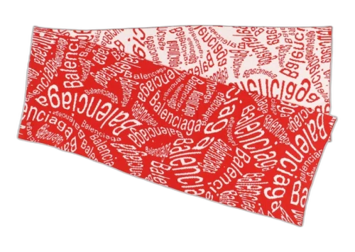 Balenciaga Wave Allover Logo Scarf Red/White