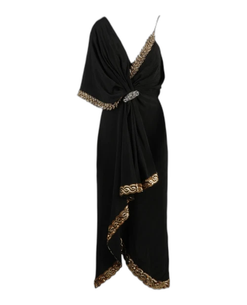 Gucci Beaded Draped Midi Dress Black