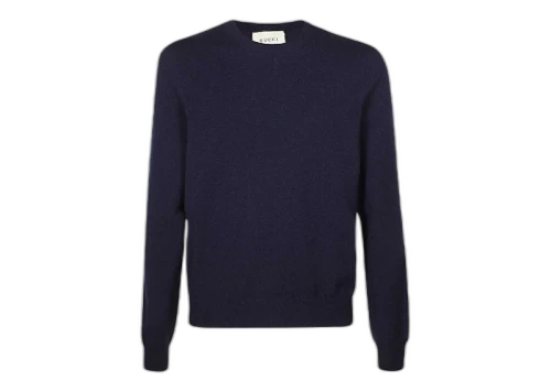 Gucci GG Embroidered Logo Sweater Navy