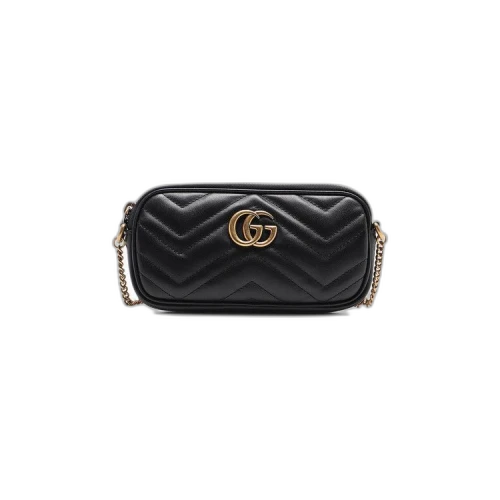 Gucci GG Marmont Matelassé Zip Top Super Mini Bag 'Black'