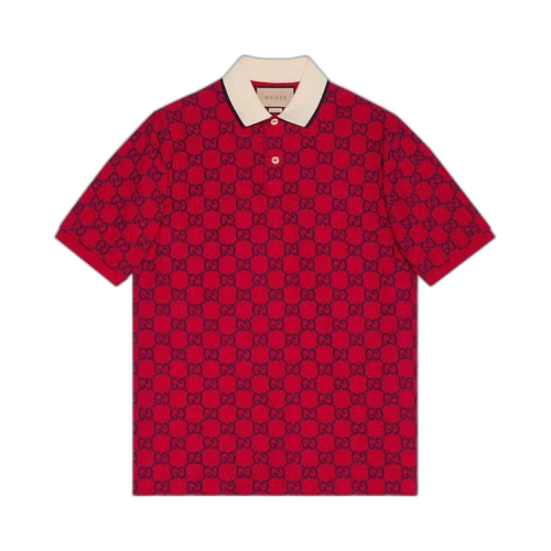 Gucci Stretch Cotton Piquet Polo 'Live Red/Bluette'