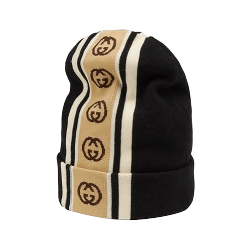 Gucci Wool Hat With Interlocking G Stripe 'Black'