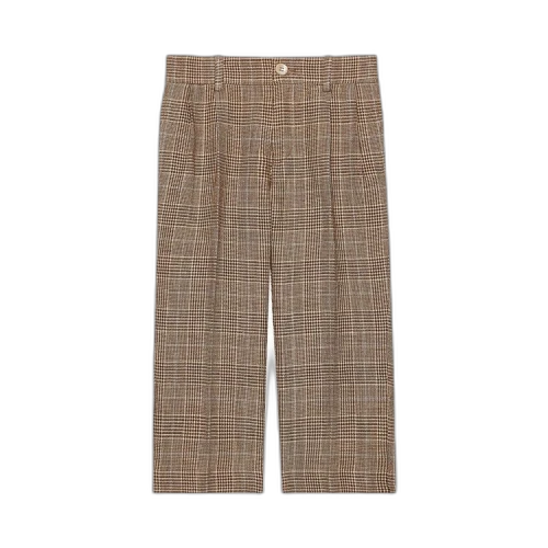 Gucci Kids Pleated Plaid Pants 'Brown'