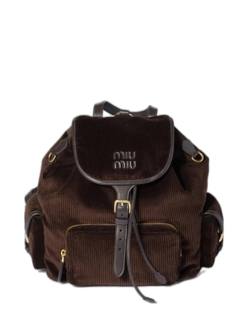 Miu Velluto Righe Zaino Handbag Ebano