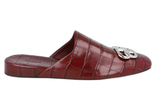 Balenciaga Croc Embossed Leather Cosy BB Mule Dark Red (Women's)