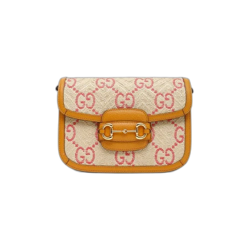 Gucci Horsebit 1955 Raffia Small Shoulder Bag 'Natural'