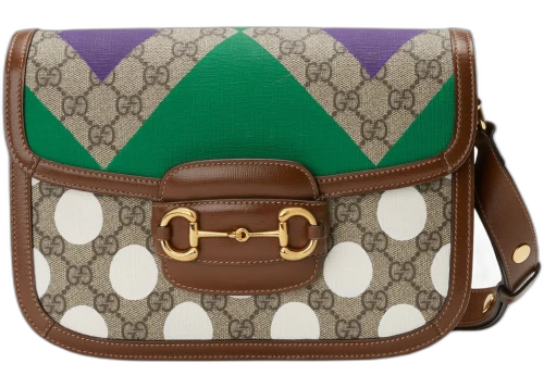 Gucci Horsebit 1955 Shoulder Bag Geometric Print GG Supreme Beige/Ebony/Multi