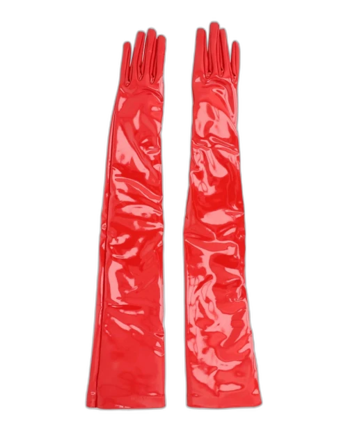 Gucci Faux Patent Leather Gloves Bright Red