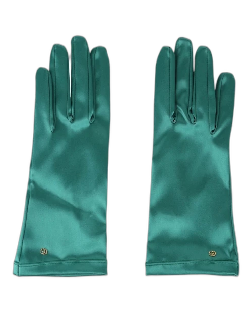 Gucci Satin GG Gloves Turquoise