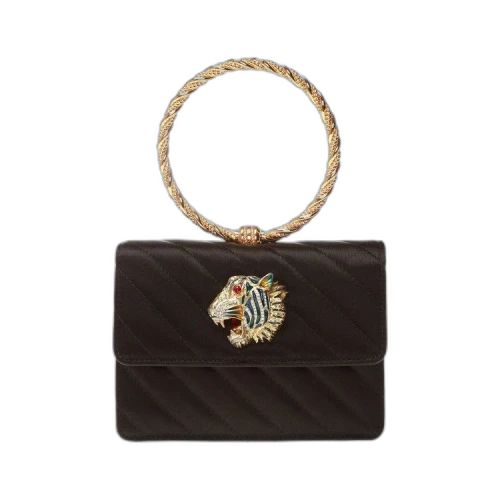 Gucci Rajah Broadway Top Handle Evening Bag 'Black Satin'