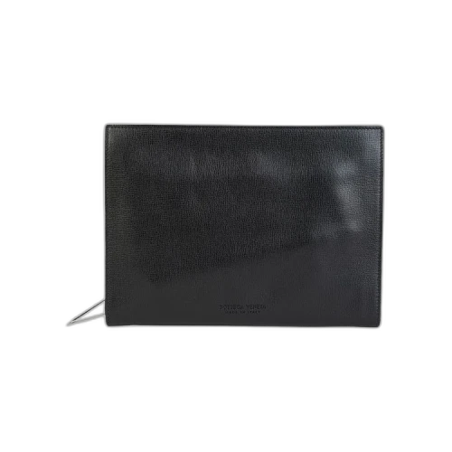 Bottega Veneta Leather Embossed Pouch Black/Silver