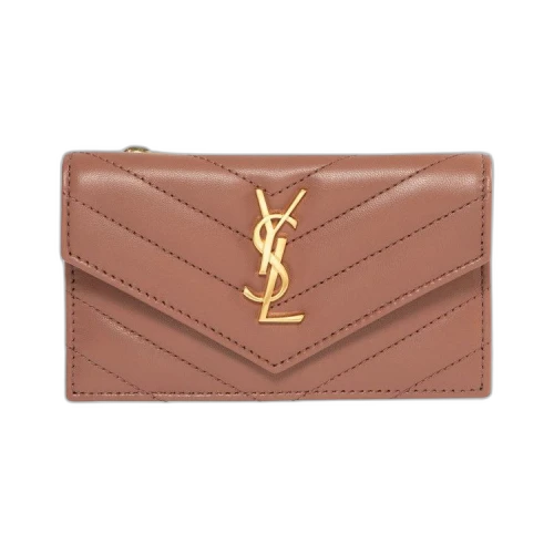 Saint Laurent Cassandre Matelassé Card Case 'Coral Paradise'