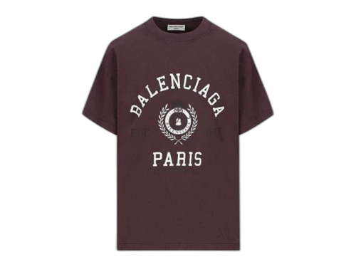 Balenciaga Women's College 1917 Medium Fit T-Shirt Burgundy