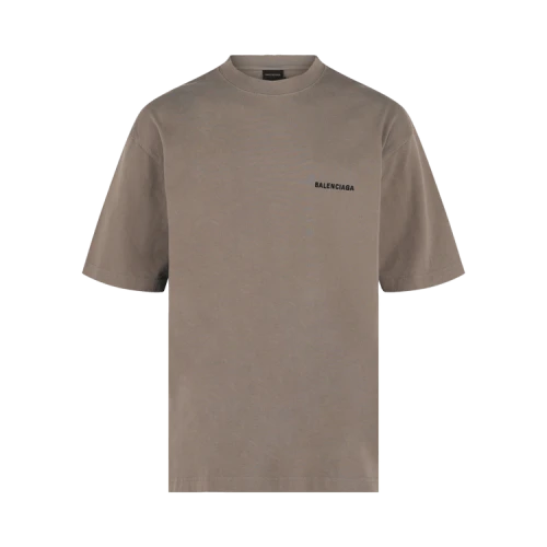 Balenciaga Embroidered Crewneck T-Shirt Taupe Black
