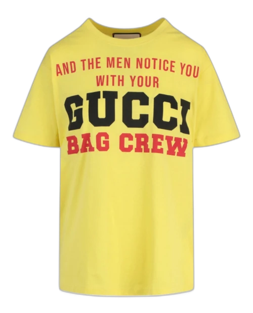 Gucci Graphic Printed Short Sleeve T-Shirt Yellow