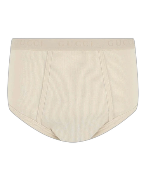 Gucci High-Waisted Ribbed Underwear White