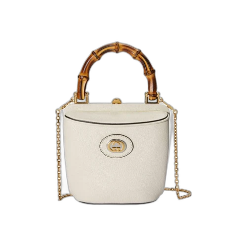 Gucci Mini Bamboo Bucket Bag With Chain 'Mystic White'