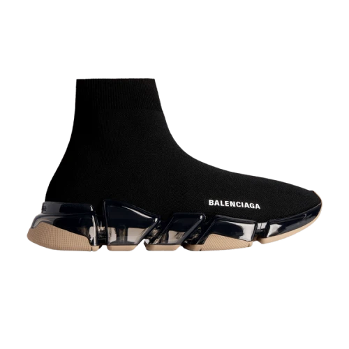Balenciaga Speed 2.0 Full Clear Sole Recycled Knit Sneaker 'Black Beige'