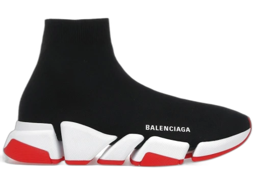 Balenciaga Speed 2.0 Recycled Knit Black White Red Sole