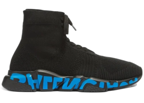 Balenciaga Speed Lace Up Graffiti Black Blue