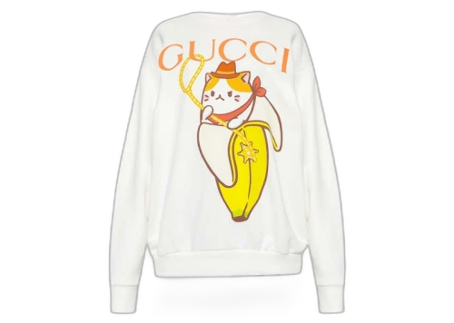 Gucci x Bananya Logo Printed Sweatshirt White