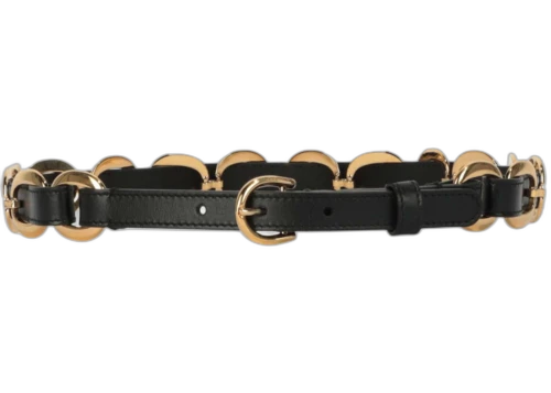 Gucci Chain Detail Leather Belt Black