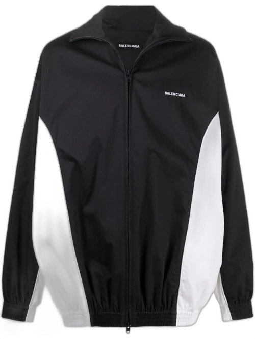 Balenciaga Logo Zip Up Windbreaker Jacket Black/White