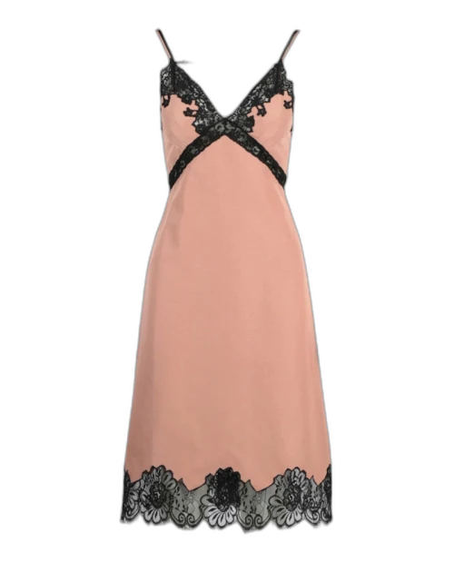 Gucci Sleeveless Lace Slip Dress Pink