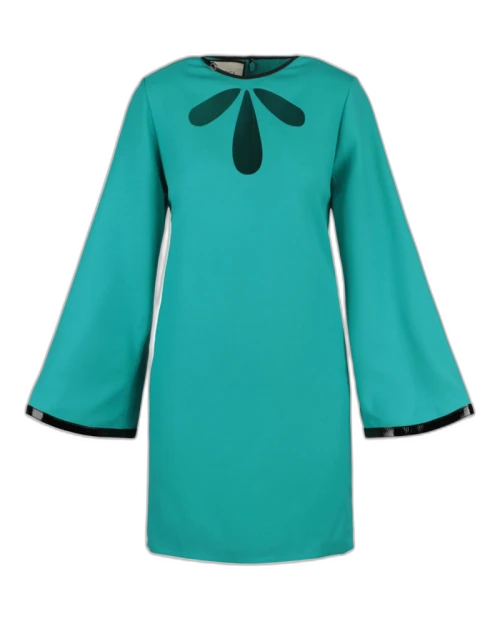 Gucci Cutout Long Sleeve Shift Dress Blue