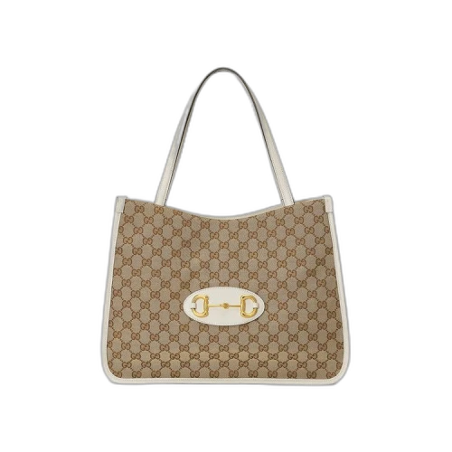 Gucci Horsebit 1955 Medium Tote Bag 'Original GG/White'