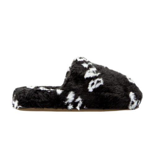 Balenciaga Faux Fur Slides 'All Over Print - Black'