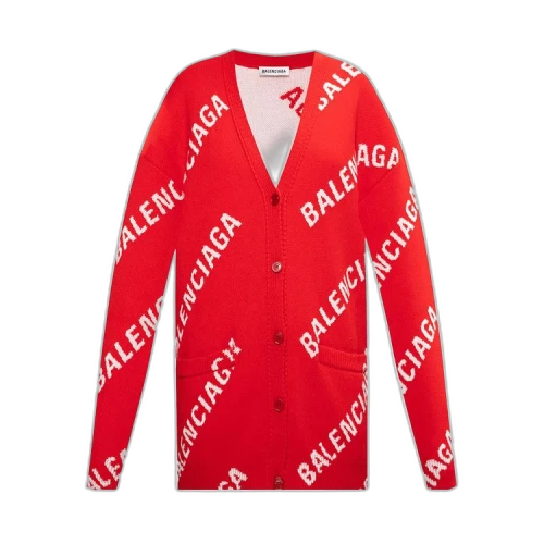 Balenciaga All Over Logo Cardigan 'Red/White'