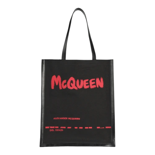 Alexander McQueen Graffiti Tote Bag Black Red
