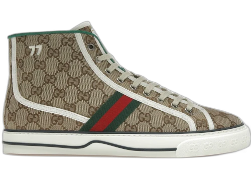 Gucci Tennis 1977 Canvas High Top Beige GG Print