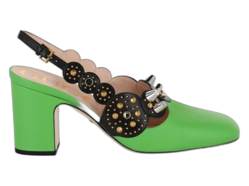 Gucci Interlocking G Studded Slingback Pumps Green (Women's)