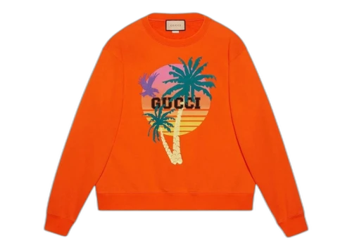 Gucci Love Parade Printed Cotton Sweatshirt Orange