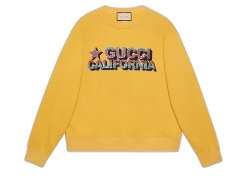 Gucci Sequins Cotton Jersey Sweatshirt Yellow