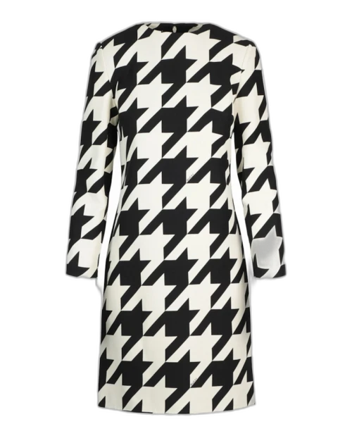 Gucci Houndstooth Long Sleeve Shift Dress Multi