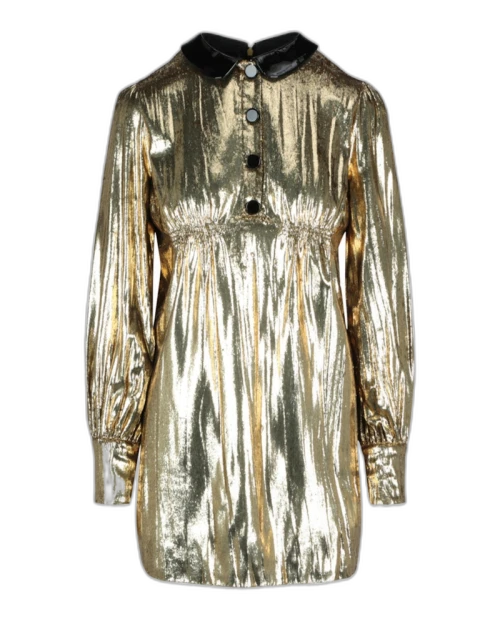 Gucci Metallic Long Sleeve Mini Dress Gold