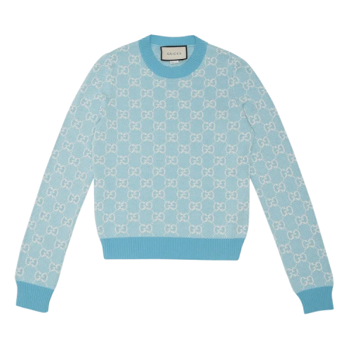 Gucci GG Cotton Wool Piquet Knit 'Light Blue'