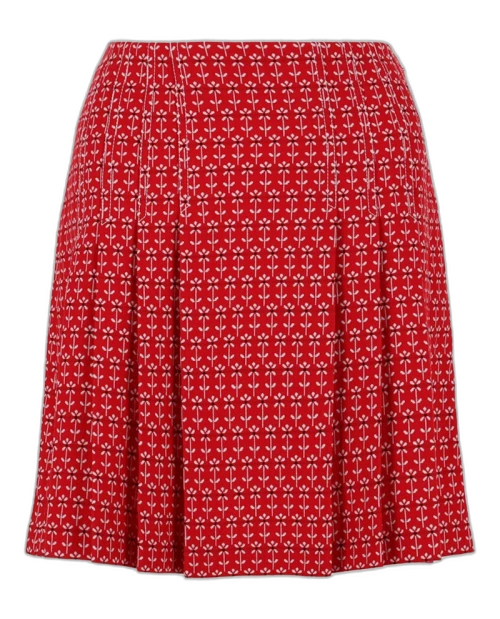 Gucci Floral Patterned Pleated Skirt Red