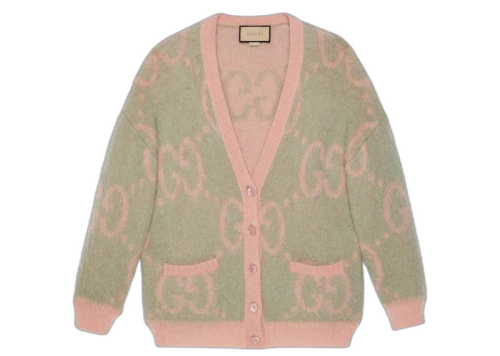 Gucci Reversible GG Cardigan Salmon Pink/Pastel Green